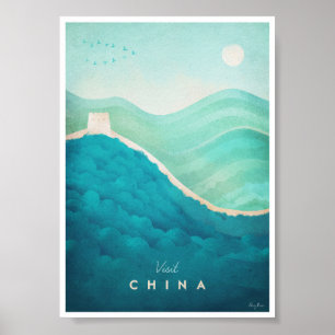Affiche vintage de voyage de la Chine