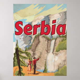 Affiche vintage de voyage de la Serbie