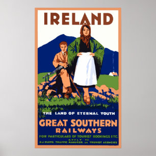 Affiche vintage de voyage de l'Irlande