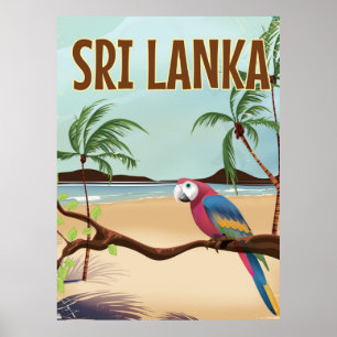 Affiche vintage de voyage de plage du Sri Lanka