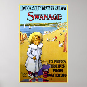 Affiche vintage de voyage de rail de Swanage