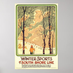 Affiche vintage de voyage de sports d'hiver
