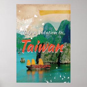 Affiche vintage de voyage de Taïwan