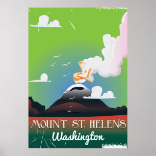 Affiche vintage de voyage du Mont Saint Helens