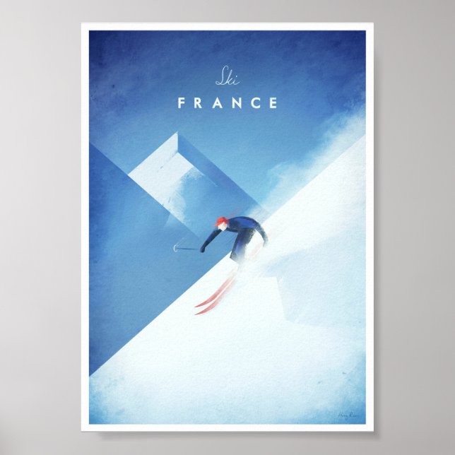 Affiche vintage de voyage et de ski en France (Devant)