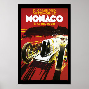 Affiche vintage d'épreuve sur route de voiture du