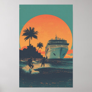 Affiche vintage des années 1970 sur le coucher de