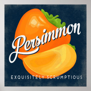 Affiche vintage d'étiquette de fruit de kaki
