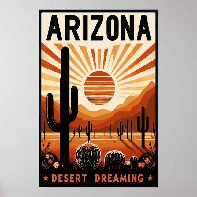 Affiche vintage du désert de l'Arizona (Devant)