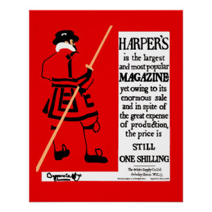 Affiche vintage du Harper's Magazine Beefeater