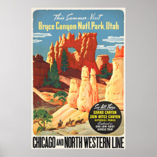 Affiche vintage du parc national de Bryce Canyon