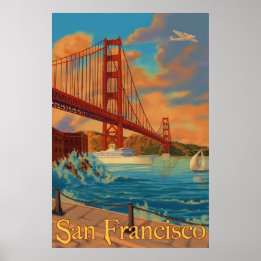 Affiche vintage Golden Gate Bridge - San Francisco
