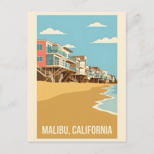 Affiche Vintage Malibu California Postkarte (Vorderseite)