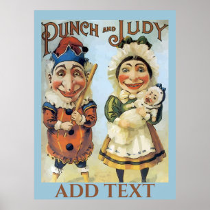 Affiche vintage Punch et Judy, ajoutez du texte