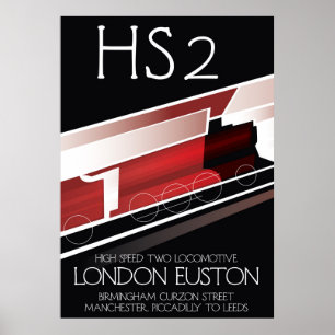 Affiche vintage train HS2,