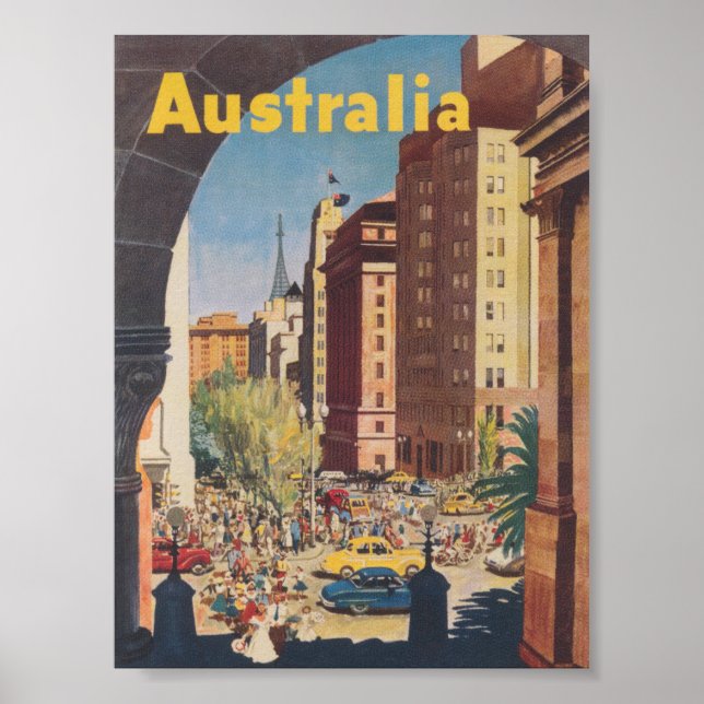Affiche Vintage voyage Australie (Devant)