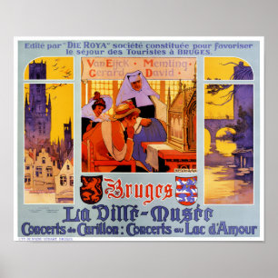 Affiche Vintage voyage de Bruges restaurée