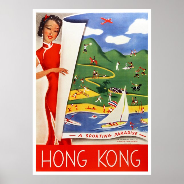 Affiche Vintage voyage de Hong Kong restaurée (Devant)
