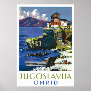Affiche Vintage voyage de la Yougoslavie d'Ohrid r