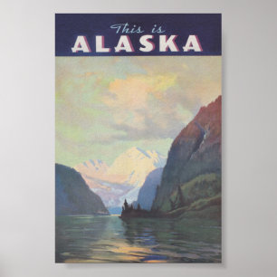 Affiche Vintage voyage de l'Alaska