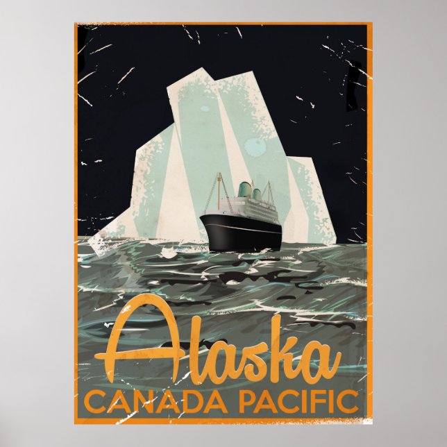 Affiche Vintage voyage de l'Alaska (Devant)