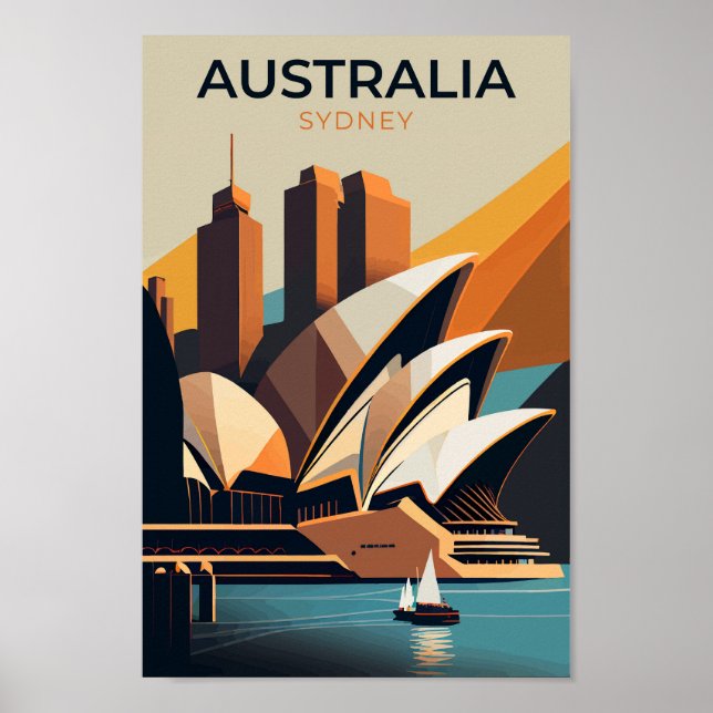 Affiche Vintage voyage de l'opéra australien de Sy (Devant)