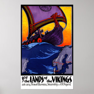 Affiche Vintage voyage de Scandinavie restaurée