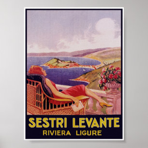 Affiche Vintage voyage de Sestri Levante Italie