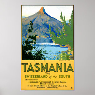 Affiche Vintage voyage de Tasmanie restaurée