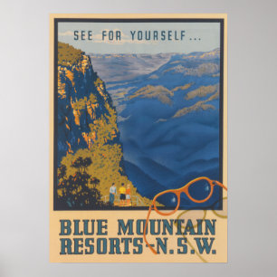 Affiche Vintage voyage des Blue Mountains en Austr