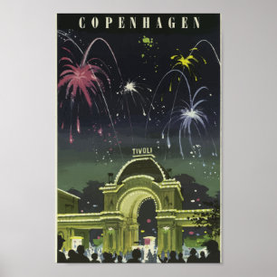 Affiche Vintage voyage des Jardins Tivoli de Copen
