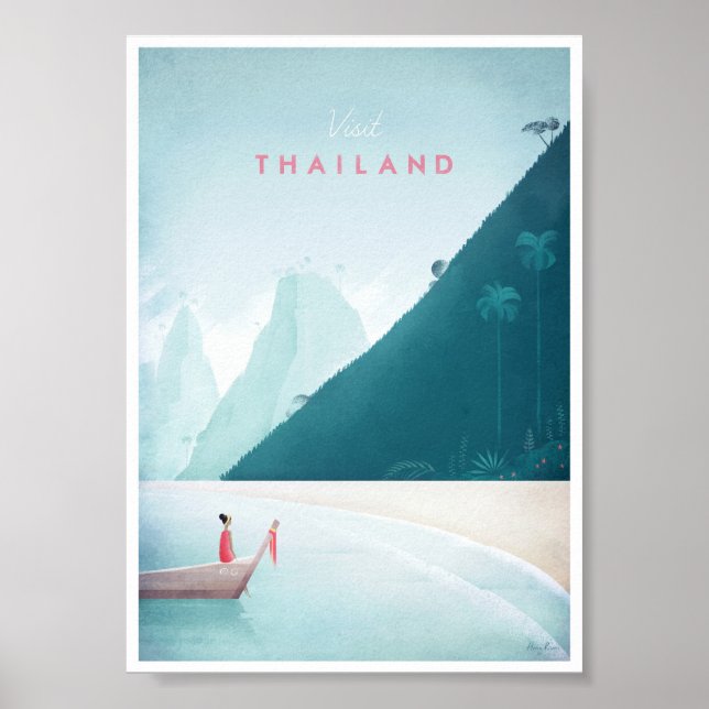 Affiche Vintage voyage en Thaïlande (Devant)