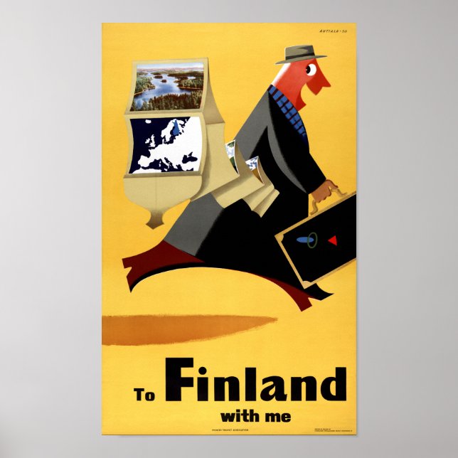 Affiche Vintage voyage finlandaise restaurée (Devant)