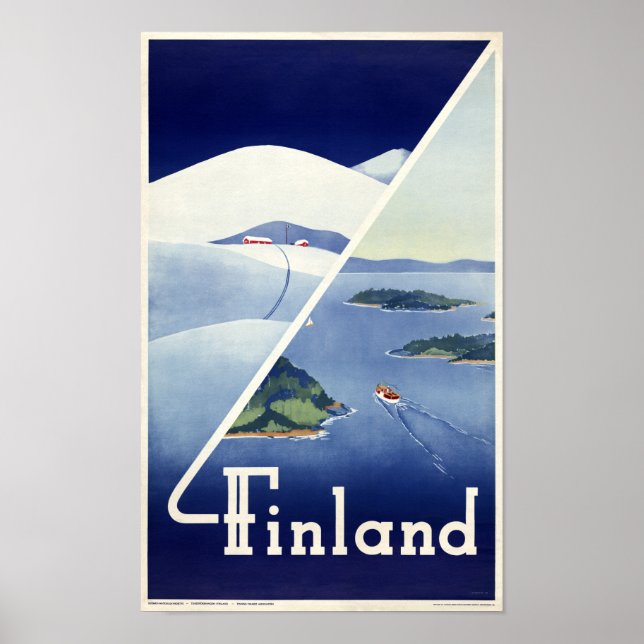 Affiche Vintage voyage finlandaise restaurée (Devant)