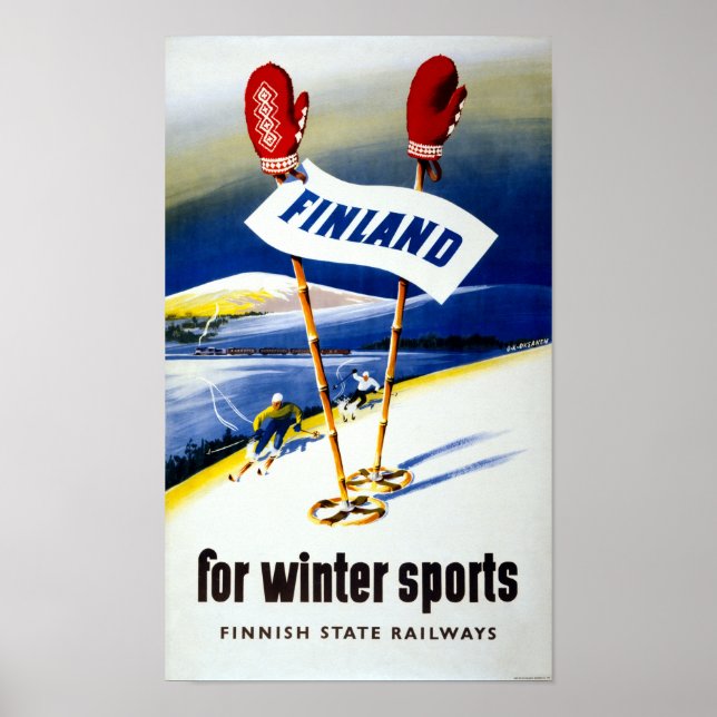 Affiche Vintage voyage finlandaise restaurée (Devant)
