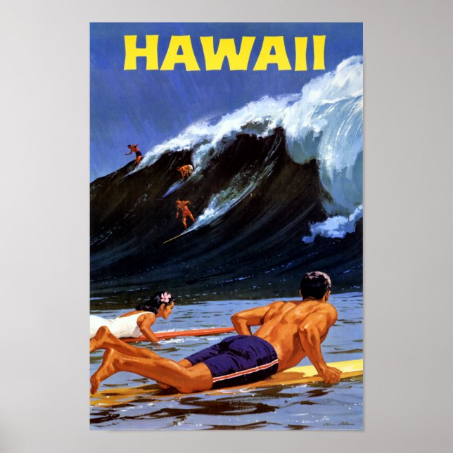 Affiche Vintage voyage Hawaii restaurée (Devant)