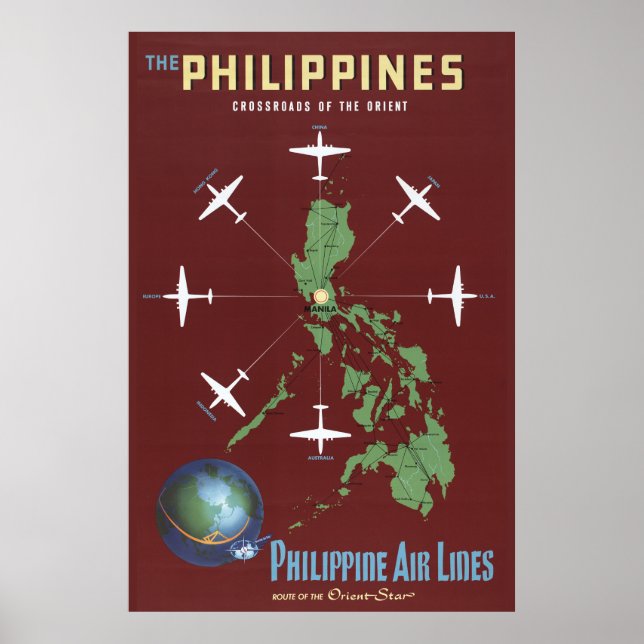 Affiche Vintage voyage Pour Philippine Air Lines (Devant)