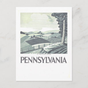 Affiche vintage WPA carte postale de voyage en Pen