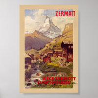 Affiche vintage Zermatt Suisse 1900