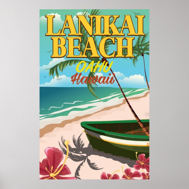 affiche voyage de lanikai Beach Hawaii (Devant)