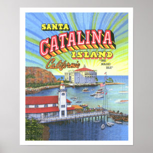 Affiche w/Border 14 x 17 de Père Noël Catalina