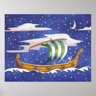 Affiche Whimssel Ship Sailing in Space