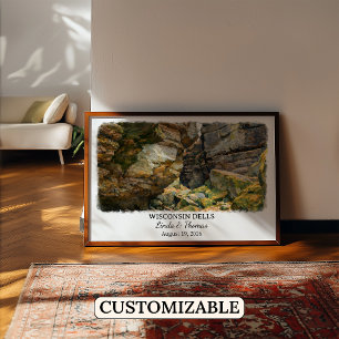 Affiche Wisconsin Dells Wisconsin, Aquarelle