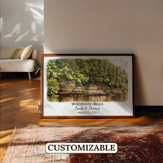 Affiche Wisconsin Dells Wisconsin, Aquarelle