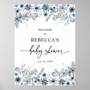 Affiches d'Affiche de bienvenue Fleur sauvage bleu