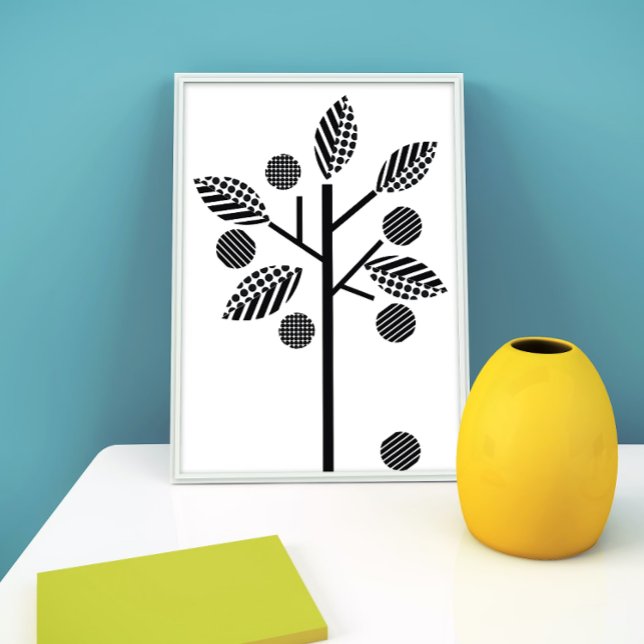 Affiches d'Arbres À Fruits Noirs Et Blancs (Créateur téléchargé)