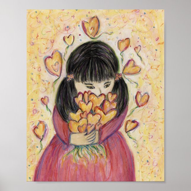 Affiches d'art de coeurs d'amour rassemblés (Devant)