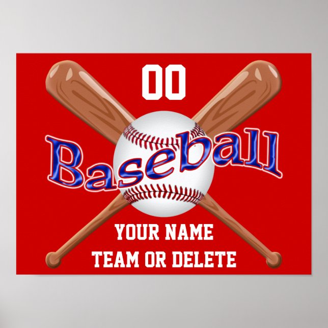 Affiches de baseball rouge blanc et bleu PERSONNAL (Devant)