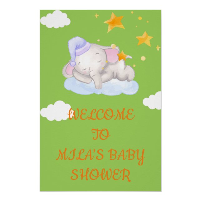 AFFICHES DE BIENVENUE BABY SHOWER POSTER BÉBÉ ELEP (Devant)