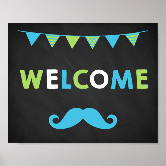 Affiches de bienvenue de tableau de bord bleu et v (Devant)